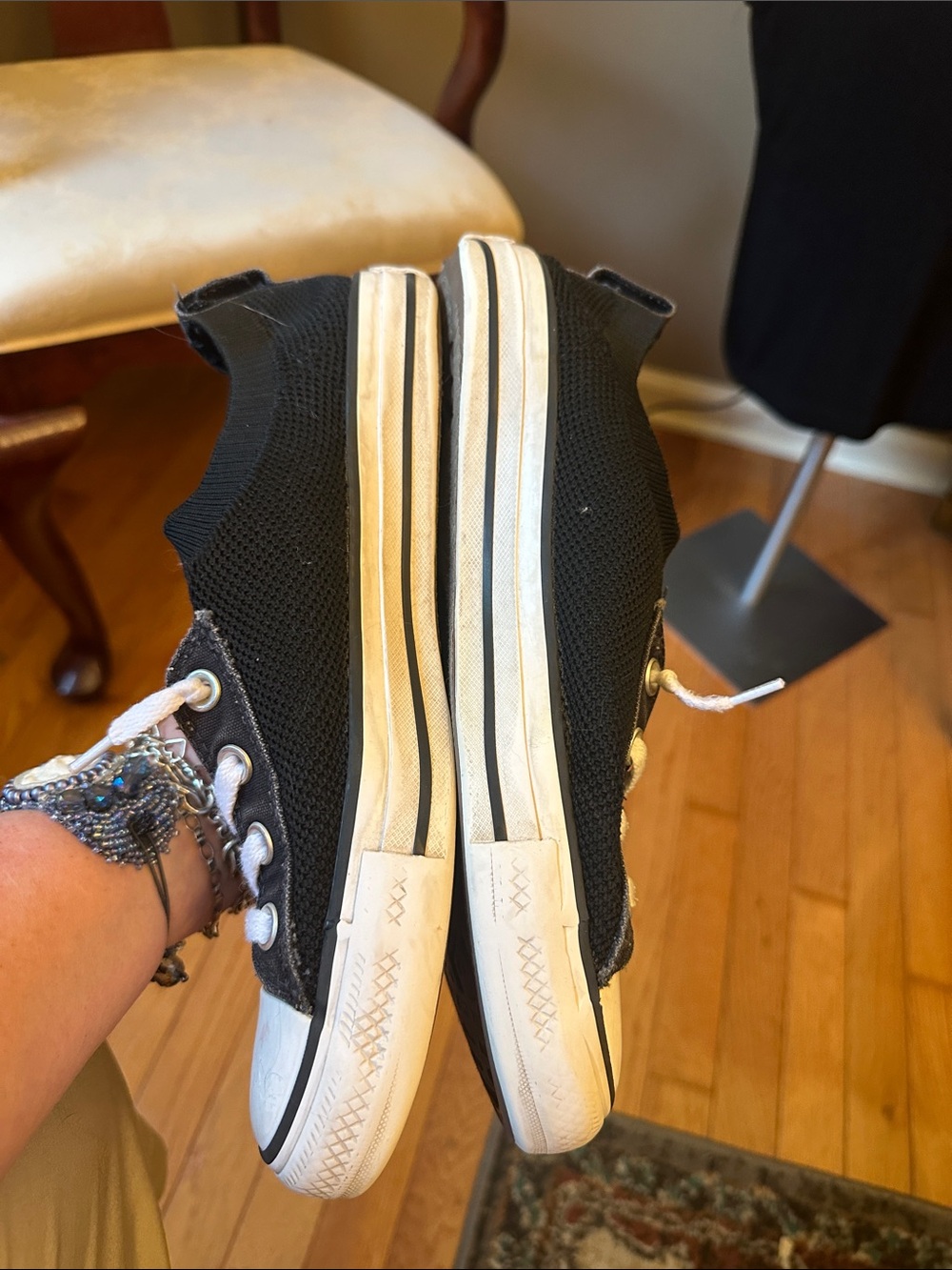 Converse All Star Chuck Taylor black knit slip on shoes, sneakers - Picture 11 of 12